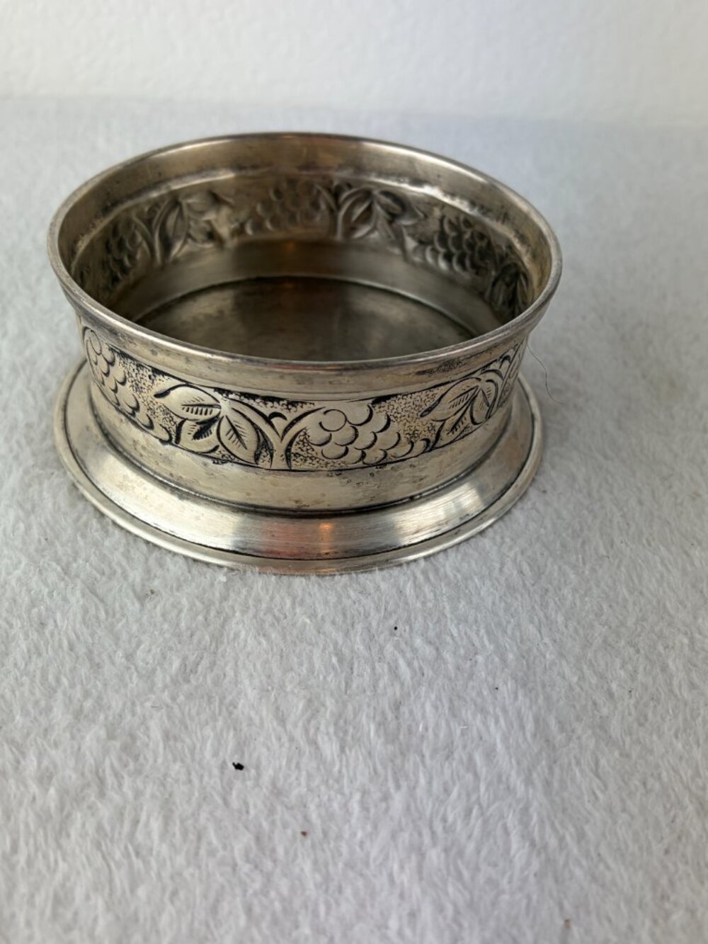 Pottery Barn Silver Decorative Pewter Wine Bottle Coaster Candle Holder